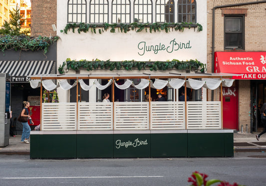 NYC seasonal outdoor dining structure by Re-ply - Jungle Bird