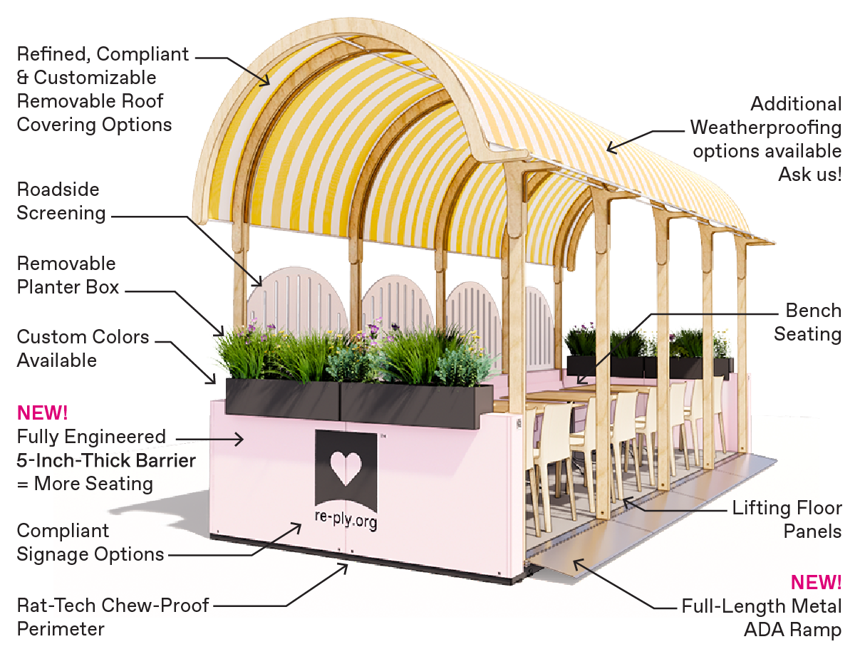 NYC seasonal outdoor dining structure by Re-ply - 2026 Kit
