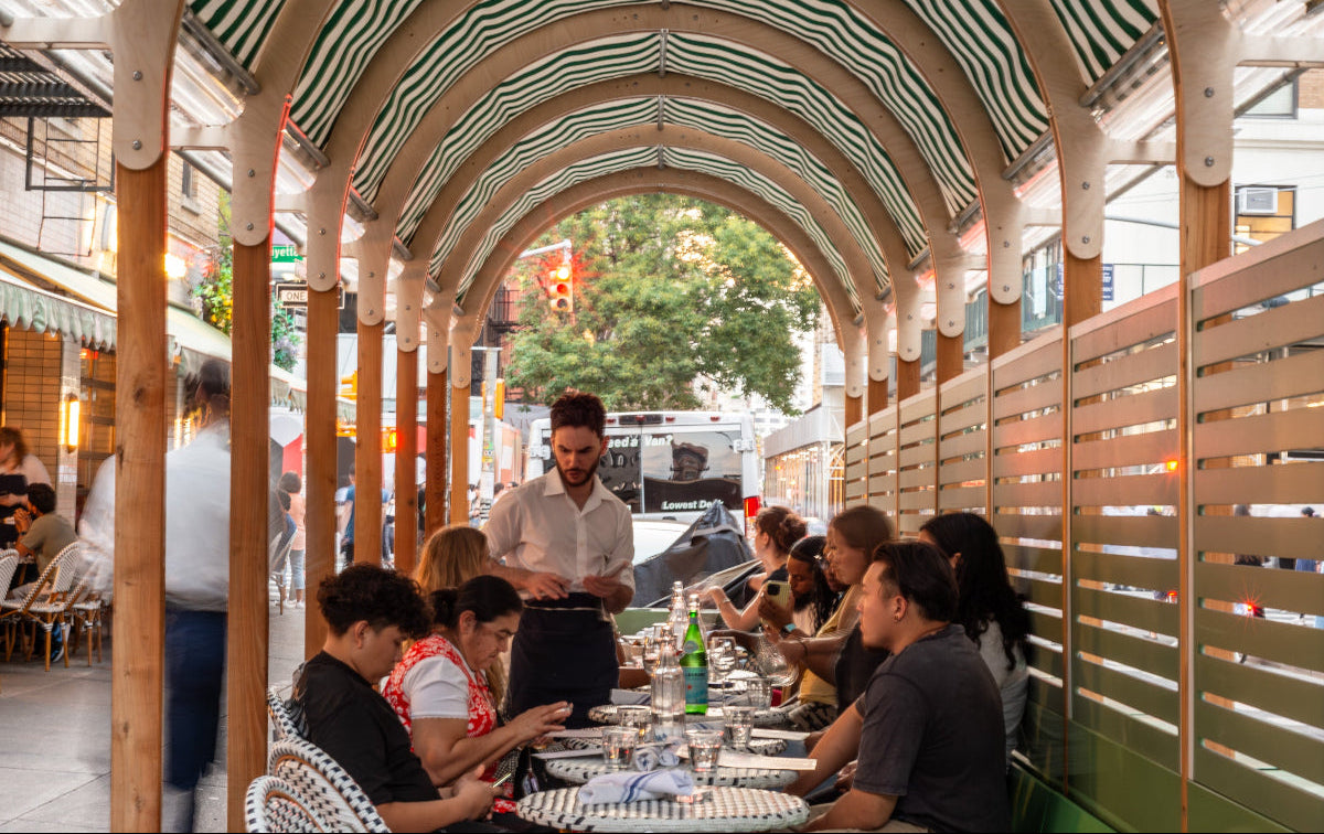 NYC seasonal outdoor dining structure by Re-ply - La Pecora Bianca
